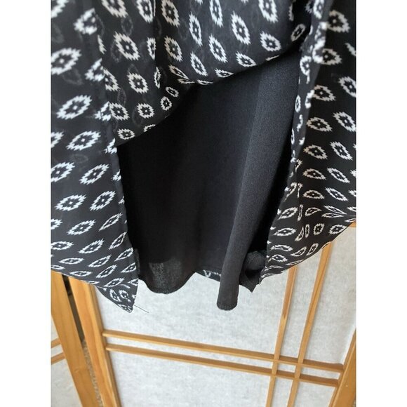 Lulus Shifting Dears Cold Shoulder Shift Black & White Print Dress Small, Lined - Picture 11 of 12